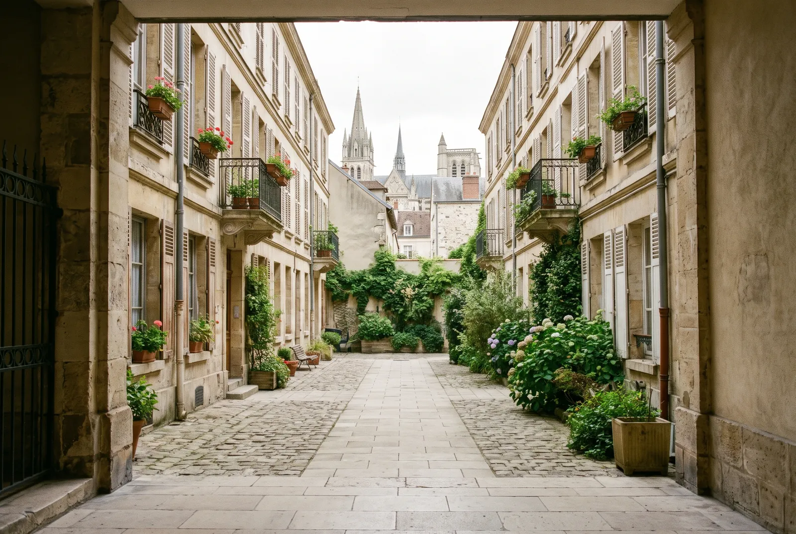 Cour intérieure d'un immeuble à Meaux